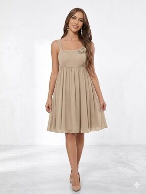 Alfred Angelo Chiffon Overlay Dress – Size 16 (See Measurements) Fits Smaller